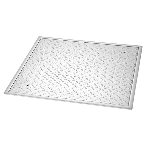 Brunnslock med ram, 600x600mm halkfritt kolstål