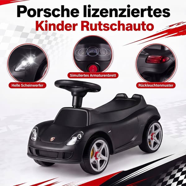Børnebil med horn og lyd, Porsche-licenseret