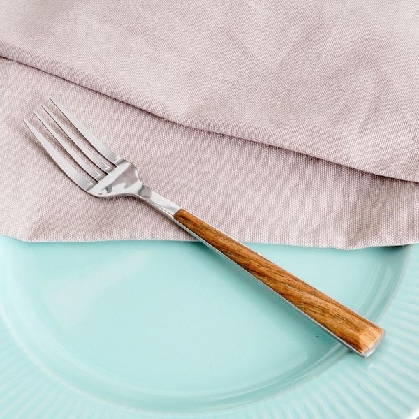 Elegant Middagssked i Rostfritt Stål, Träimitation, Diskmaskinssäker