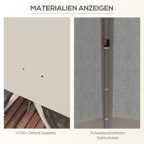 Folde Gazebo 3X3M Pavillon Med 4 Mesh Gardiner, Uv Beskyttelse, Pop Up, Vindue, Bæretaske, Beige
