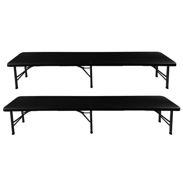 Sammenklappeligt havebord 180cm + 2 bænke - sort