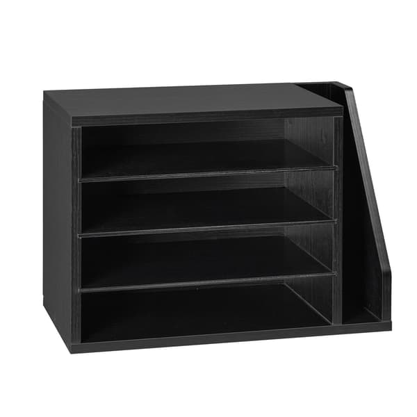 Litteraturorganisator, 4 rum, sidemappeholder, sort