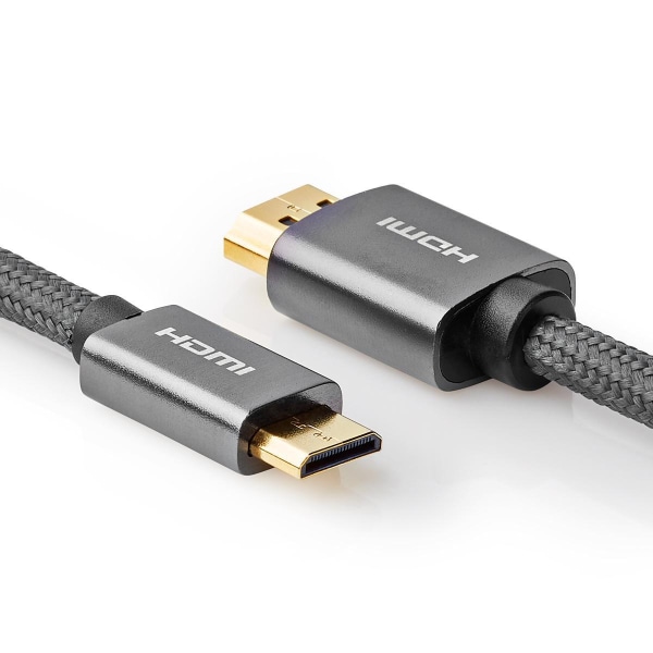 High Speed ​​HDMI ™ Kaapeli Ethernet | HDMI™ liitin | HDMI™ Mini | 4K@60Hz | 18 Gbps | 2.00 m | Pyöreä | Puuvilla | Antrasiitti / Gun Metal Harmaa | L