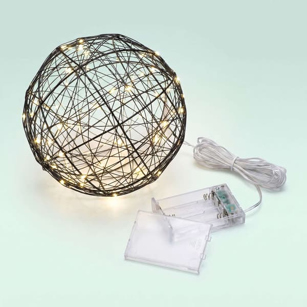 20 cm svart LED-dekorboll – varmvitt ljus