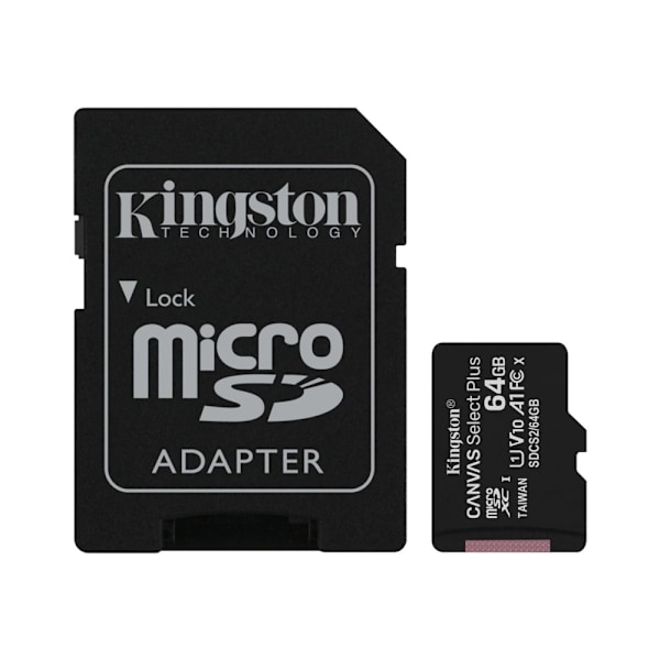 Kingston Canvas Select Plus - Flash-minneskort (microSDXC till SD-adapter inkluderad) - 64 GB
