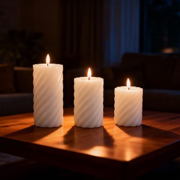 LED flammefrit sæt med ægte vokslys – 3 størrelser