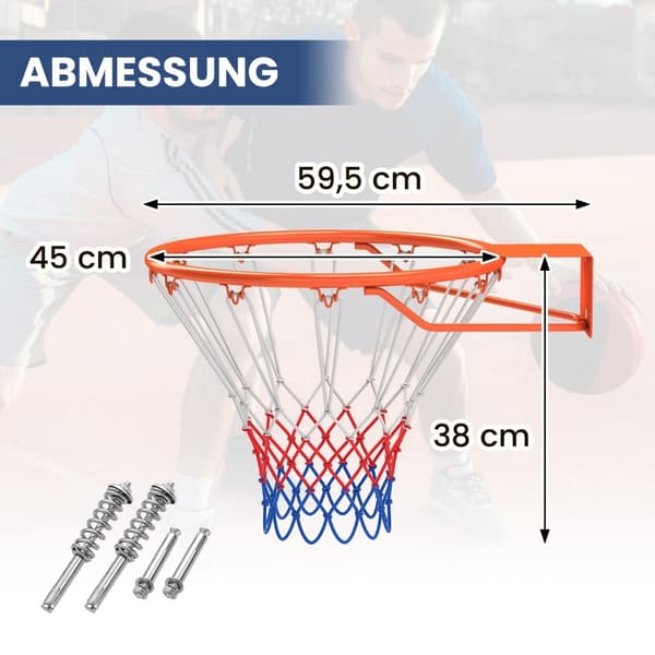 Basketkorg för inomhusbruk – 45 cm ring, väggfäste, orange