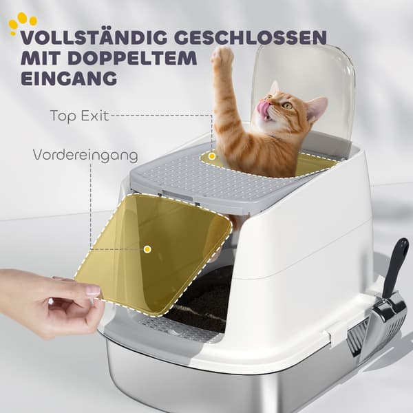 Kattebakke i rustfrit stål med kugle