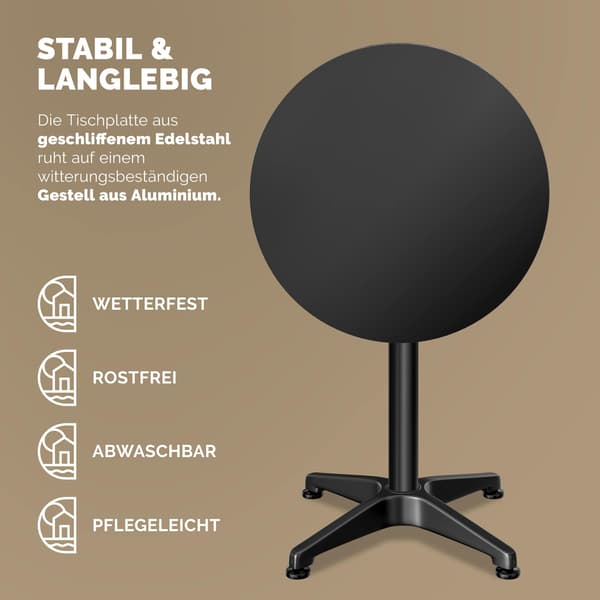 Justerbart hopfällbart barbordsset, svart, 60 cm, 2-pack