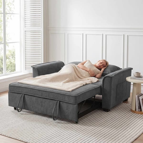 Futonbäddsoffa, justerbart ryggstöd, 2-sits, mörkgrå, 2 kuddar