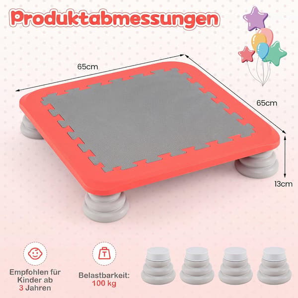 Børne mini trampolin, 25,5 tommer, skridsikker, rød