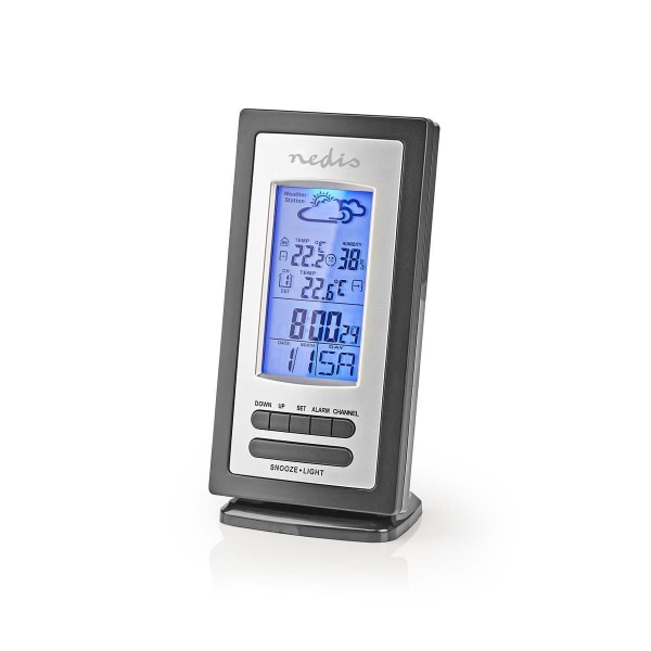 Väderstation | Inomhus & utomhus | Inklusive trådlös vädersensor | Väderprognos | Tidsdisplay | LCD-skärm | Alarmklockfunktion