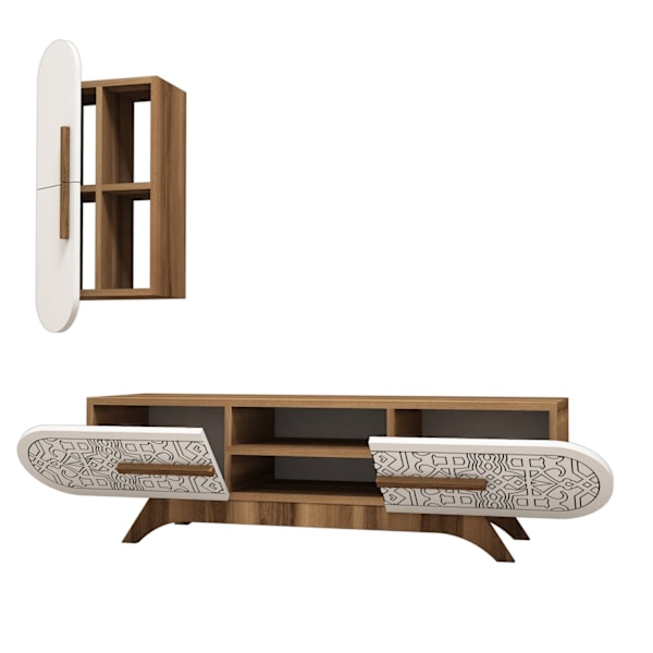 TV Unit Defne - Valnöt, Vit