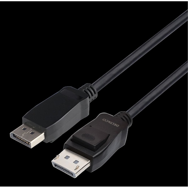 DELTACO DisplayPort-kabel, 1m, 8K, DP 1.4, DSC 1.2, LSZH - Sort