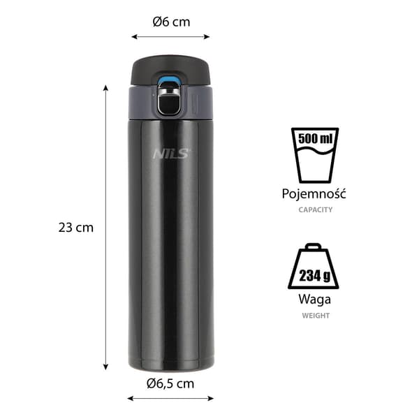 Musta Thermal Cup, 28oz, eristetty ruostumaton teräs