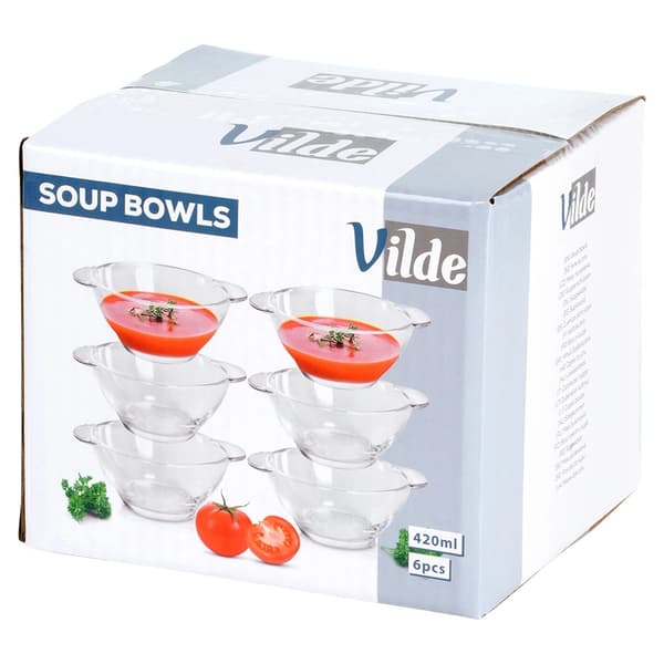 Soppskålset i glas, 420 ml, 6 delar, diskmaskinssäker