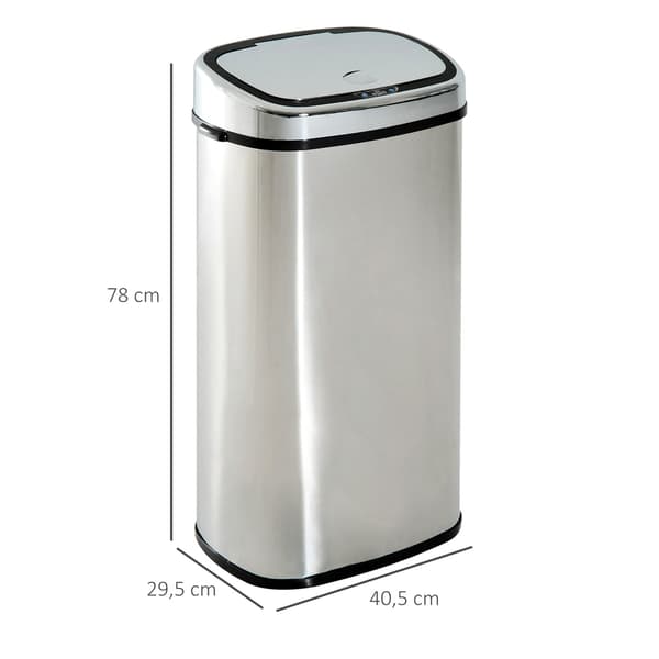 Automatisk Affaldsbeholder Med Sensor, Køkken, Rustfrit Stål, Sølv, 68L