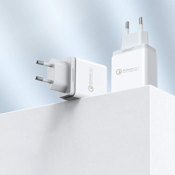 Quick Charge 3.0 18W 3A USB vit snabbladdare