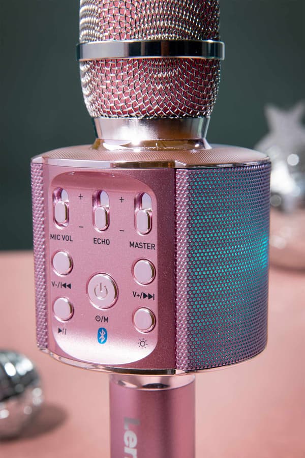 Bluetooth Karaoke Mikrofon med Højttaler og LED-lys