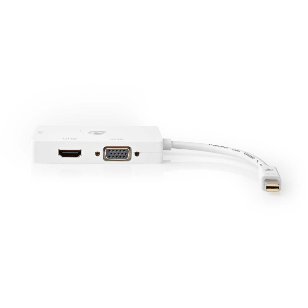 DisplayPort-sovitin | Mini DisplayPort Uros | DVI-D 24+1-Pin Naaras / HDMI naaras / VGA Naaras | 4K@60Hz | Niklattu | Vaihdettava | 0.20 m | Pyöreä |