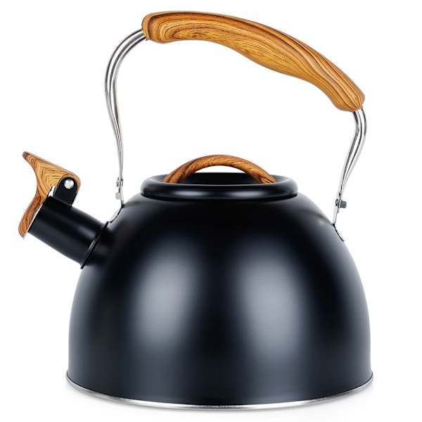 Elkedel med fløjte, stål, sort, 2,5 l