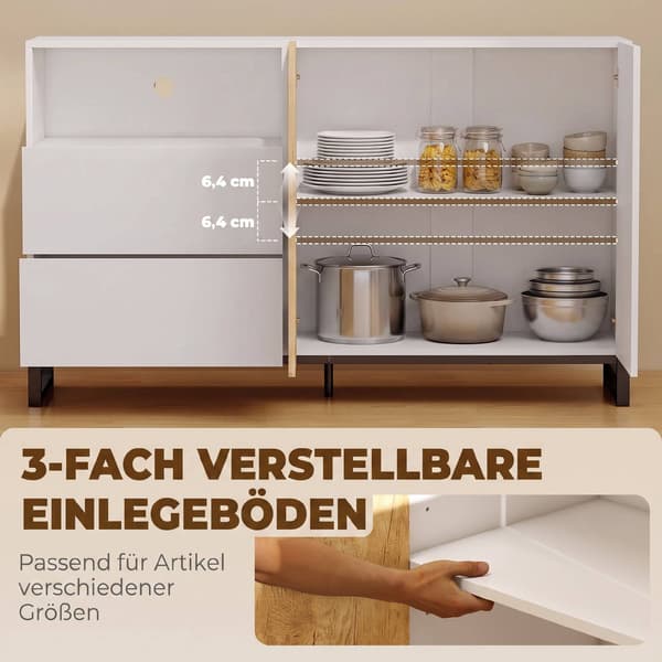 Moderne hvid skænk med soft-close døre, 140x40x85 cm