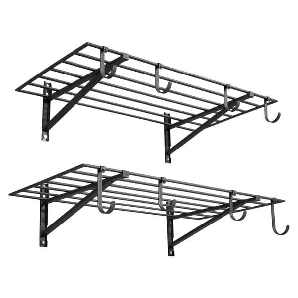 Vægmonterede garagereoler, 2-lags stål, 520 lb, kroge