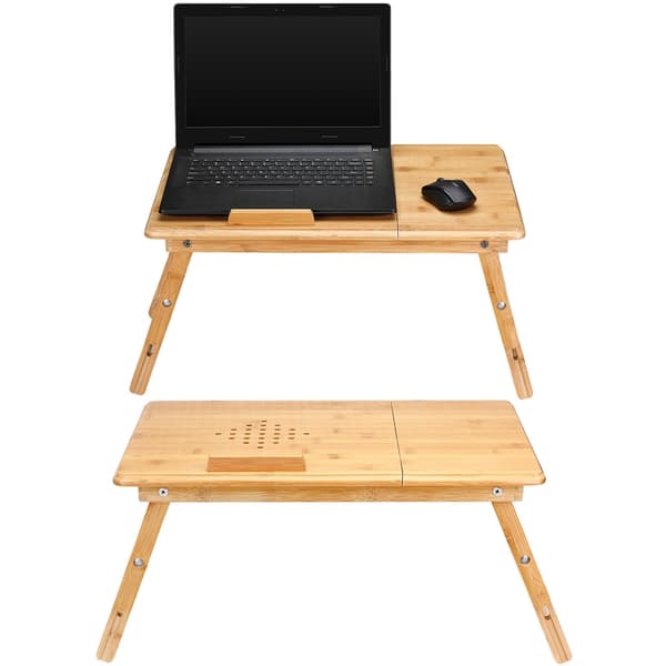 Bambu laptopbord med ventilationshål och låda