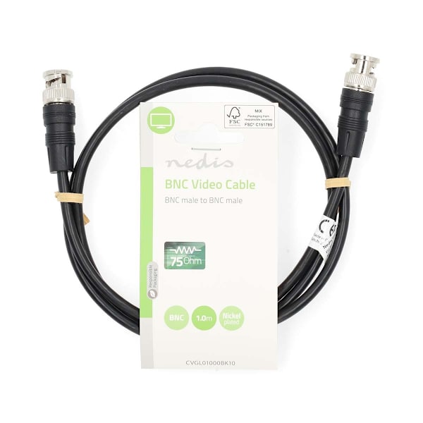 BNC-videokabel | BNC Hane | BNC Hane | Nickelplaterad | 75 Ohm | 1.00 m | Rund | PVC | Svart | Label