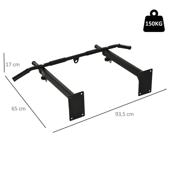 Pull-Up Bar Vægmontering Pull Up Bar, Vandret Stang Med Øjer Til Boksesæk, Stål, Sort, 93,5X65X17 Cm