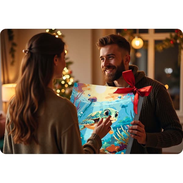 Måla efter siffror-kit – Sköldpaddsdesign, 40x50 cm duk