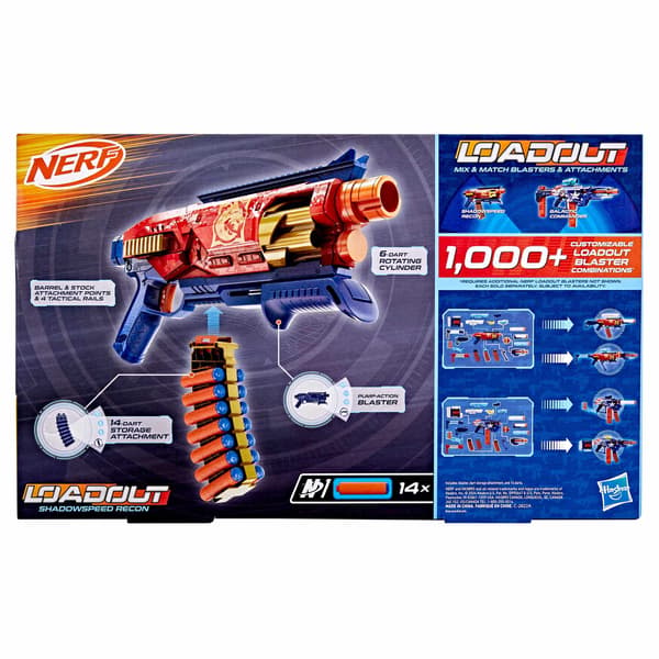 Nerf Loadout Blaster med 6-pils cylinder, opbevaringsplads til 14 pile
