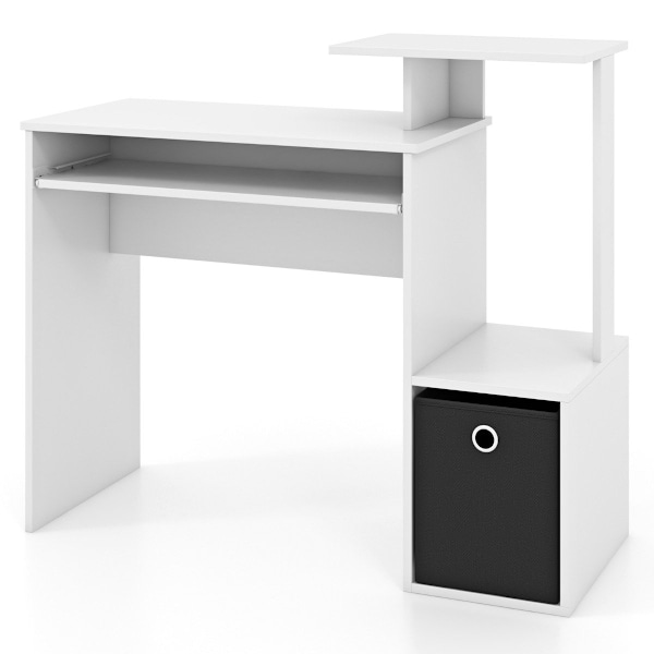 Skrivebord Lille computerbord med printerbakke Kontorbord til hjemmekontor 100 x 40 x 87 cm Hvid