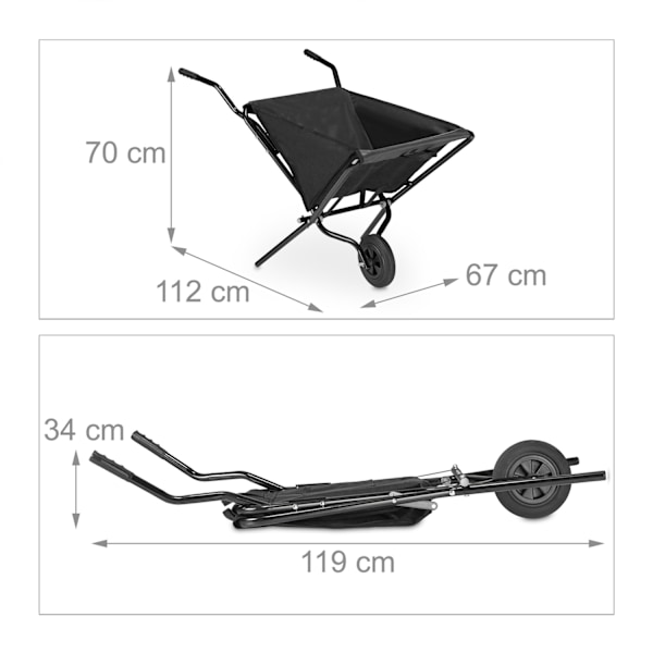 Trillebør foldbar sort