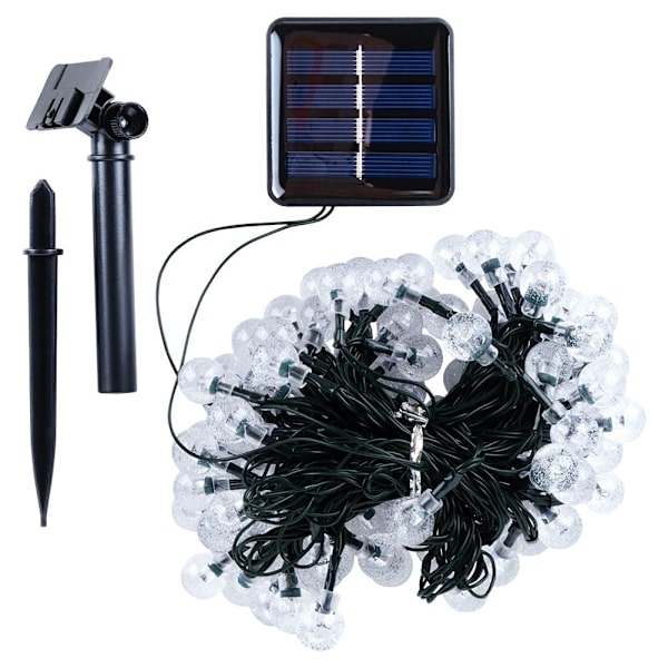 Solcellsdriven trädgårdsgirlang med 100 varma LED-lampor
