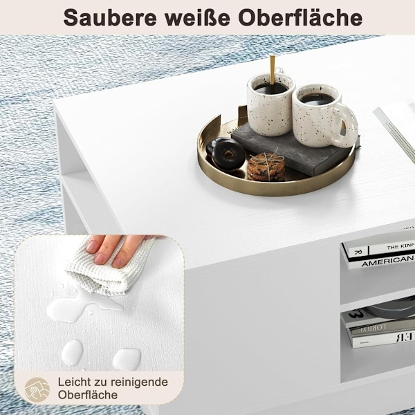 Træ sofabord med opbevaring &amp; åbne rum stuebord sidebord sofabord hvid