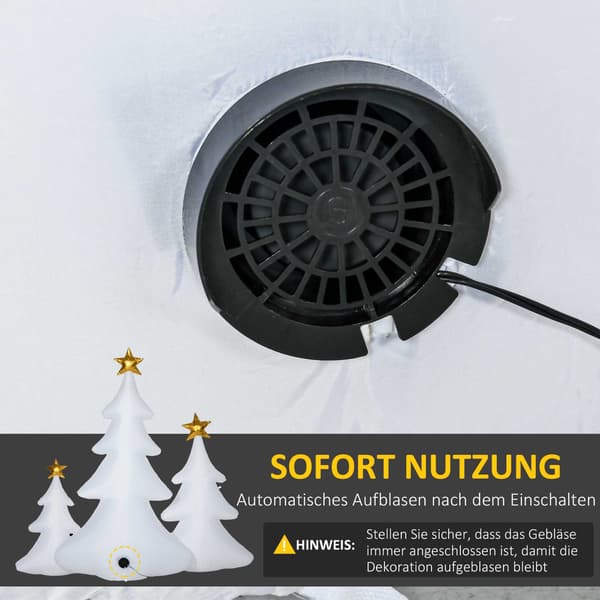 3-delade uppblåsbara julgranar med LED-ljus