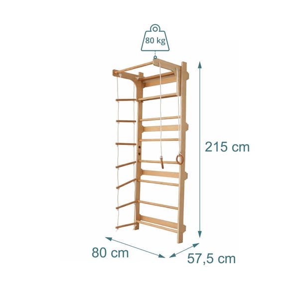 Børnevægstang med pull-up stang, naturtræ