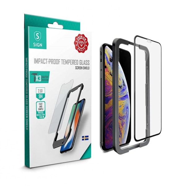 SiGN Full Cover Skærmbeskytter i hærdet glas til iPhone 12 Pro Max + monteringsramme