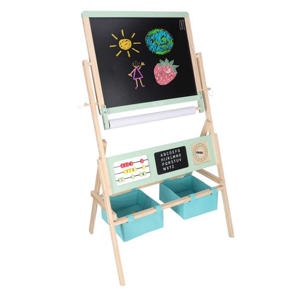 Magnetisk staffeli til børn, dobbeltsidet kridt og whiteboard