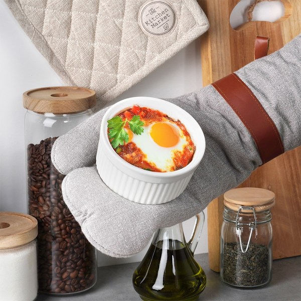 Keramiske bageskåle hvide 260 ml 6 stk.