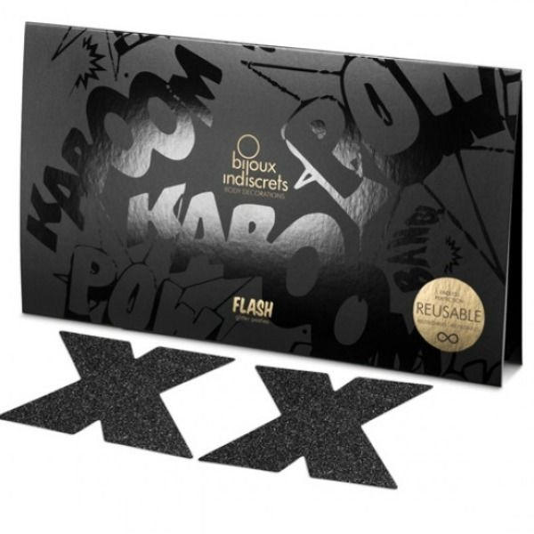 Bijoux - Indiscrets Flash Cross mustat nänninsuojat