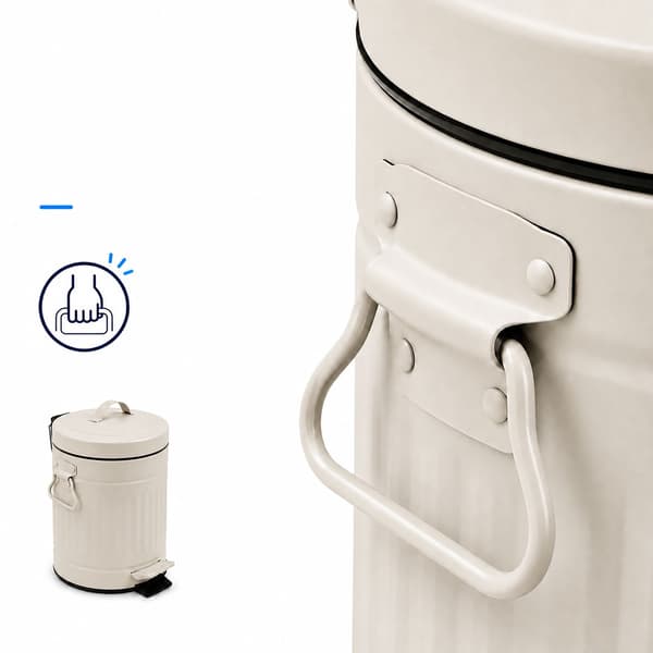 Beige Retro Pedalspand til Badeværelset, 3L Kapacitet