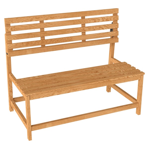2-sits trädgårdsbänk i trä, väderbeständig bänk, UV-beständig trädgårdsmöbler med konvertibla ryggstöd, parkbänk 240 kg lastkapacitet, träbänk för bal