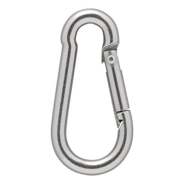 Karabiinikoukku ruostumatonta terästä 5x50mm 2 kpl läpipainopakkauksessa