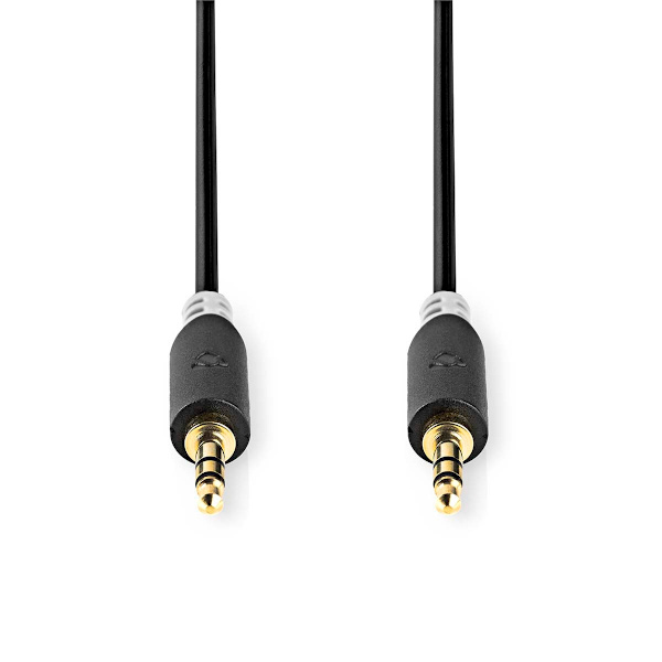 Stereoljudkabel | 3.5 mm Hane | 3.5 mm Hane | Guldplaterad | 0.50 m | Rund | Antracit | Kartong med fönster