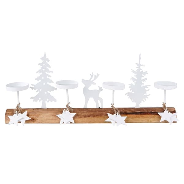 Ljusstake för 4 Tealight-ljus i trä och metall