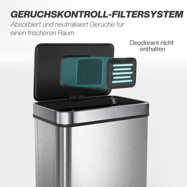 60L rostfri papperskorg med sensor, automatiskt lock