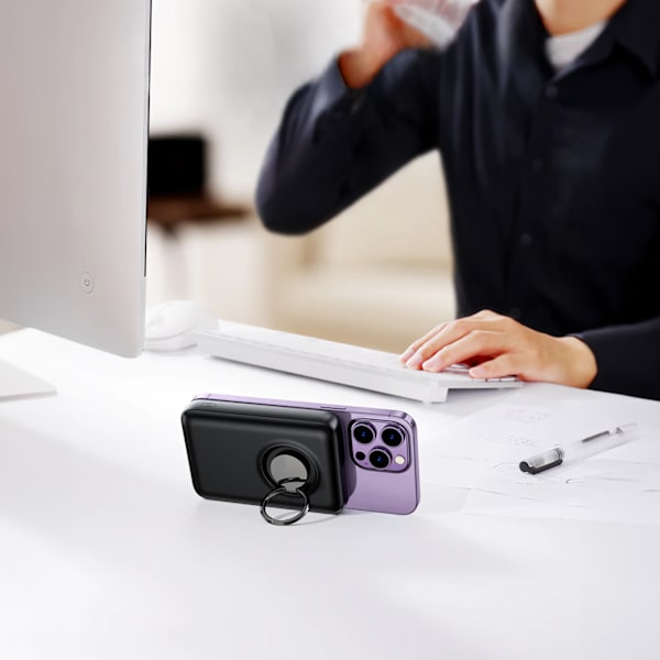 Langaton virtalähde 10000mAh 20W MagSafe jalustalla + USB-C-kaapeli, valkoinen