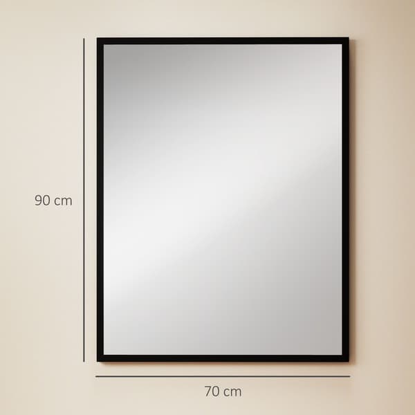 Rektangulär väggspegel, 70x90 cm, svart MDF-ram